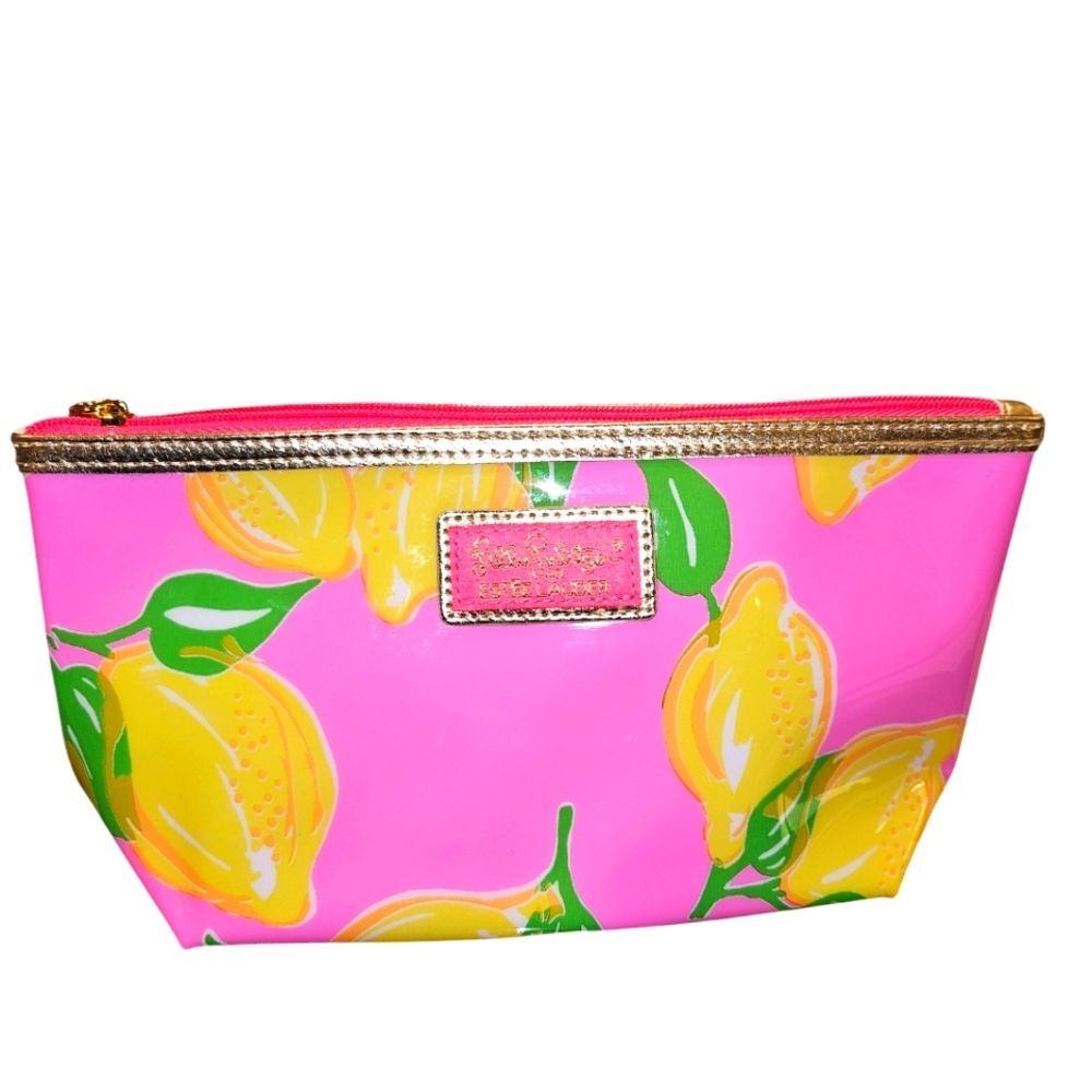 Lily Pulitzer Pink & Lemon Zip Closure Cosmetic Bag